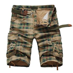 Hombre Pantalones cortos tácticos Pantalón Corto Cargo Pantalón corto Bolsillo Plaid Comodidad Transpirable Exterior Diario Noche Moda Casual Verde Trébol Caqu