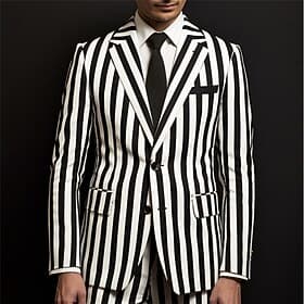 Men's Stripe Long Sleeve Turndown Business Work Wear to work Going out Buttons Print Multi Pocket