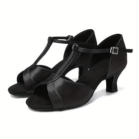 Femme Chaussures Latines Fête scolaire Professionnel Rumba Chaussures en daim Talon Couleur Pleine Talon haut Bout ouvert Fermeture Adulte Noir Marron