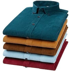 Homme Chemise Chemise en velours côtelé Veste-chemise Surchemise Uni Extérieur Tenue quotidienne Bleu Ciel Jaune Rouge bleu marine manche longue Revers Printem