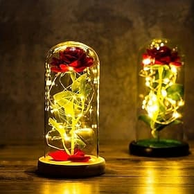 Eternale Roos LED Licht Voeg een Romantische Glans toe aan je Huis met een Folie Bloem Tafel Lamp - Perfect voor Kamers Decoratie Bruiloft Voordelen Dag Cadeau