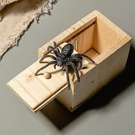 Spider Scare Prank Box Gift Spider in a Box Gag Gift, Hilarious Wooden Scare Box,Handmade Fun Joke Scarebox Toy
