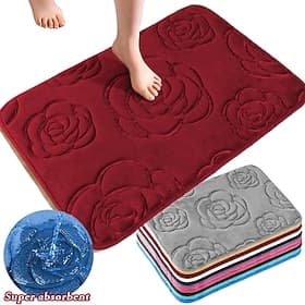 1 pezzo tappeti da bagno, tappetino da bagno con motivo floreale rosa tappeto da bagno in flanella tappeto antiscivolo tappeto da bagno tappeto da bagno con do
