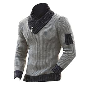 Men's Pullover Sweater Jumper Turtleneck Sweater Knit Sweater Ribbed Cable Knit Regular Basic Color Block Turtleneck Keep Warm Modern Contemporary Daily Wear G