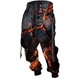 Crack Abstract Men's 3D Print Sweatpants Joggers Pants Trousers Outdoor Street Casual Daily Polyester Red Blue Purple S M L Mid Waist Elasticity Pants