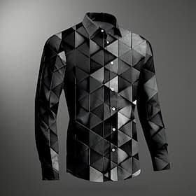 Men's Button Up Shirt Long Sleeve Abstract Vacation Casual Daily Weekend Fall Winter Turndown Blue Black Purple Brown Green