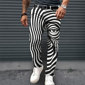 Ojo Negocios Abstracto Hombre Impresión 3D pantalones de traje Pantalones Exterior Ropa Cotidiana Ropa de calle Poliéster Vino Negro Azul Marino S M L Media ci