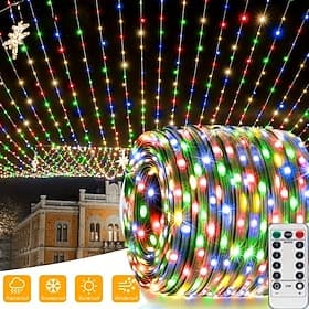 Lichterkette 20M 200LED Kupferdraht USB Lichterkette wasserdichte Feenlichter mit 8 Modi Fernbedienung für Hausgarten Terrasse