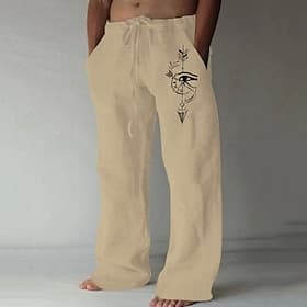 Homme Plumes Boussole Pantalons Taille Moyenne Occasionnel Extérieur Rue Sortir Printemps Automne Noir Blanche Vert