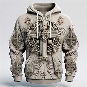 Homme Graphique Croix Foi Sweat à capuche Sweats à capuche Sweatshirt Mode Quotidien Basique Occasionnel manche longue À capuche Vacances Sport en Plein Air Fê