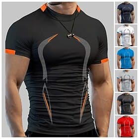 Men's Crew Neck Short Sleeve Athletic Athleisure Solid Colored White Activewear