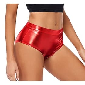 Metallic 1980s Shiny Latex Patent Shorts PU Leather Bodycon Solid Color Fancy Dress Women's Masquerade Party Bachelorette Party Pride Parade Adults' Shorts