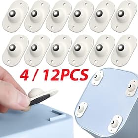 4/12pcs Self-Adhesive Caster Wheels Mini Swivel Wheels Stainless Steel Paste Universal Wheel 360 Degree Rotation Sticky Pulley For Bins Bottom Storage Box Furn