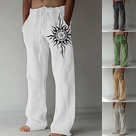 Hombre Pantalones Pantalones de verano Pantalones de playa Corte Recto Correa Cintura elástica Bolsillo delantero Estampados Comodidad Suave Casual Diario Play