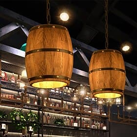 Lámpara de araña de barril de vino de madera, luces de bar y cafetería, decoración de barril de vino rústico vintage, lámpara colgante, lámparas de cocina, lám