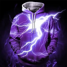 Men's Graphic Lightening Hoodie Hoodies Sweatshirt Fashion Daily Basic Casual Long Sleeve Hooded Vacation Sports Outdoor Holiday Streetwear Red Blue Purple Dar