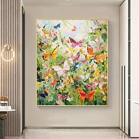 Hand painted Abstract Colorful Butterfly Oil Painting on Canvas animal painting Original Nature Scenery pattle knife Painting Custom Planting Art Modern oil p