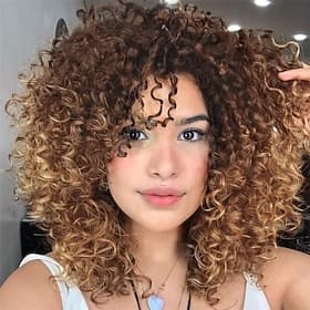 Perruques bouclées pour femmes noires 14 pouces boucles afro douces avec bangs perruques bouclées en synthétique brunes mélangées blonde perruque pleine bouclé