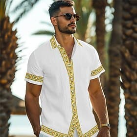 Men's Lemon Shirt Summer Hawaiian Shirt Aloha Shirt Short Sleeve Shirt Turndown Vacation Hawaiian Outdoor Vacation Hawaiian Black White Pink S M L