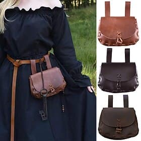 Retro Vintage Mittelalterlich Tasche Gürteltasche Bauchtasche Wikinger Ranger Elfen Kostüm Herren Damen Unisex Keltisch Vikinger Fantasie Halloween Karneval Ma