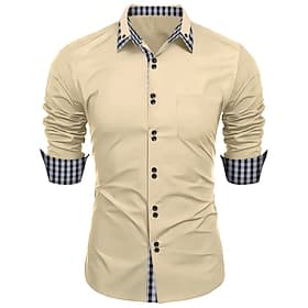 Homme Chemise habillée Chemise boutonnée Chemise sans repassage Chemise Décontractée Bleu manche longue Bloc de Couleur Couleur Unie / Unie Col Rabattu Vacance