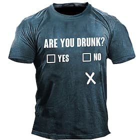 T-shirt graphique amusant pour homme 'Es-tu ivre Oui Non X' T-shirt décontracté humoristique avec cases à cocher à manches courtes