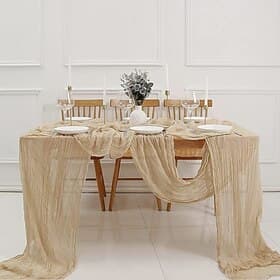 boho cheesecloth bordløper lang gasbind romantisk bordløper for bryllup, brudedusjer, babyshower, Thanksgiving, bursdager, spisestue, kommode, fars dag, lærern