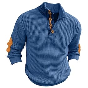 Herren Pullover Pullover mit Zopfmuster Patch-Pullover Gerippt Stricken Standard Strick Glatt Ständer Vintage warm halten Freizeitskleidung Ausgehen Bekleidung