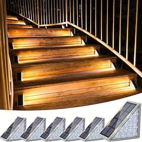 2/6pcs Solar Step Lights, Outdoor Deck Lights Triangle Solar Deck Lights IP67 Waterproof Auto on Off Decoration Lights for Stair Patio Yard, Driveway, Porch, F
