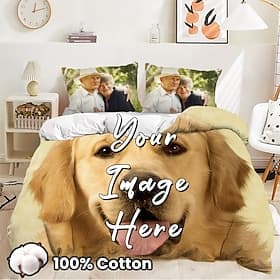100% natürliche Baumwolle benutzerdefiniertes Bettbezug Set personalisiertes Bettwäsche Set Foto Bettdecke individuelle Geschenke für Familie