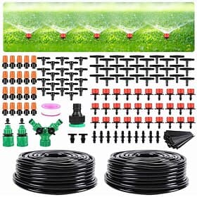 Garden Drip Irrigation Kit, Greenhouse Micro Automatic Drip Irrigation System Kit with 1/4 inch 1/2 inch Blank Distribution Tubing Hose Adjustable Patio Mistin