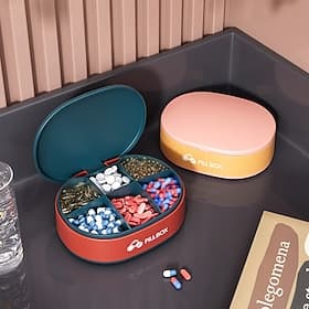 Portable Pill Organizer - Compact, Sealed Pill Case for Traveling, on-the-go Medication Storage - Multi-compartment Waterproof Candy Box for Storing Pills