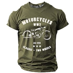 Herren T-Shirt Grafik Kurzarm Klassisches WW2 BSA M20 Motorrad