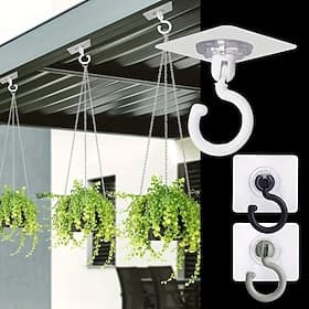 5 crochets de plafond rotatifs en plastique pour suspendre des plantes, des lanternes, des carillons éoliens - crochets de plafond adhésifs, faciles à installe