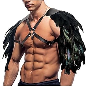 Punk Gothic Mittelalterlich Renaissance Rüstung Nachthemd Schulterpanzer Krieger Ritter Wikinger Feder Kostüm Herren Vikinger Fantasie Karneval Maskerade Leis
