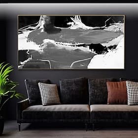 Handgefertigtes Ölgemälde auf Leinwand, Wandkunst, Dekoration, modern, schwarz-weiß, abstrakt, für Heimdekoration, gerolltes, rahmenloses, ungedehntes Gemälde