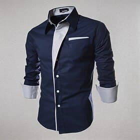 Men's Dress Shirt Collared Shirt Button Up Shirt Plain Wedding Work Black White Red Navy Blue Long Sleeve Collar Spring Fall Clothing Apparel