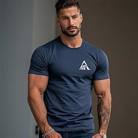 Homme Lettre T-shirt Chemise à manches courtes 100% Coton Manche Courte Graphique Chemise Blanche bleu marine Gris T-shirt confortable Vacances Rue Vêtements d