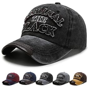 Men's Baseball Cap Sun Hat Trucker Hat Black Navy Blue Cotton Embroidered Vintage Fashion Casual Street Daily Letter Adjustable Sunscreen Breathable