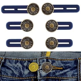 6 PCS Pants Extender Button Waistband Extender Buttons for Men and Women Jeans Waist Extender Metal Buttons No Sew Button for Extender Jeans Pants Collar Perfe