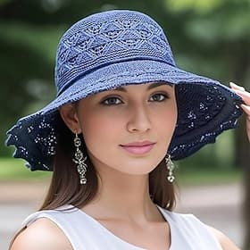 Wide Brim Straw Sun Hat for Women, Floppy Beach Hat with Bowknot, UV Protection Summer Hat, Foldable Outdoor Travel Visor