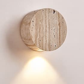 LED Sconce Post Modern Marble Wall Light Indoor Round Beam Spot Light 3000K Warm White Lighting Fixture Bedroom Bedside Wall Lamp for Hallway Living Room Porch