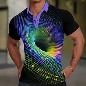 Men's Graphic Polo Shirts Golf Shirt Short Sleeve Polo Shirts Collared Shirts Casual Vacation Wear Rave Wear Party Outfits Buttons 3D Print Summer Spring Fall