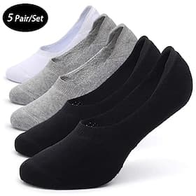 Homme Paquet de 5 Paquets multiples Chaussettes Chaussette Chaussettes courtes Chaussettes décontractées Noir Blanche Couleur Plein Sport Loisir du quotidien