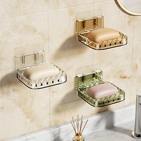 Adhesive Wall-Mount Soap Dish: Creative Large Drainage Soap Box for Bathroom, No Drilling Needed