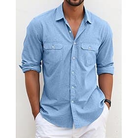 Homme Chemise Chemise d'été Tenue de plage Chemise Décontractée Chemise Western Chemise Boutonnée Uni Vacances Occasionnel Noir Blanche Bleu manche longue Reve
