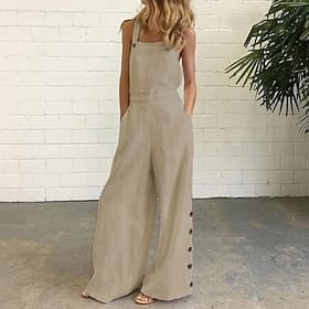 Damen Normal Latzhose Brautkleider schlicht Feste Farbe Ärmellos Ärmellos Bootcut Quadratischer Ausschnitt Tasche Alltagskleidung Festtage Lockere Passform Sch