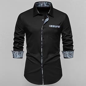 Men's Shirt Summer Shirt Casual Shirt Beach Shirt Collared Shirt Button Up Shirt Black White Navy Blue Long Sleeve Paisley Lapel Vacation Hawaiian Pocket Cloth