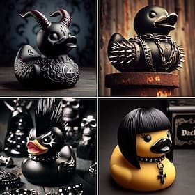Duck Statue Decor Goth Satanic Duck, Gothic Punk Resin Collectible Figurines Ducks, Cute Little Duck Statue Crafts, Novelty Decorative Satan Duck Ornaments Hal