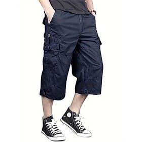 Men's Tactical Shorts Cargo Shorts Shorts Hiking Shorts Buttons Multi Pocket Plain Wearable Short Daily Outdoor Streetwear Fashion Classic Blue Khaki